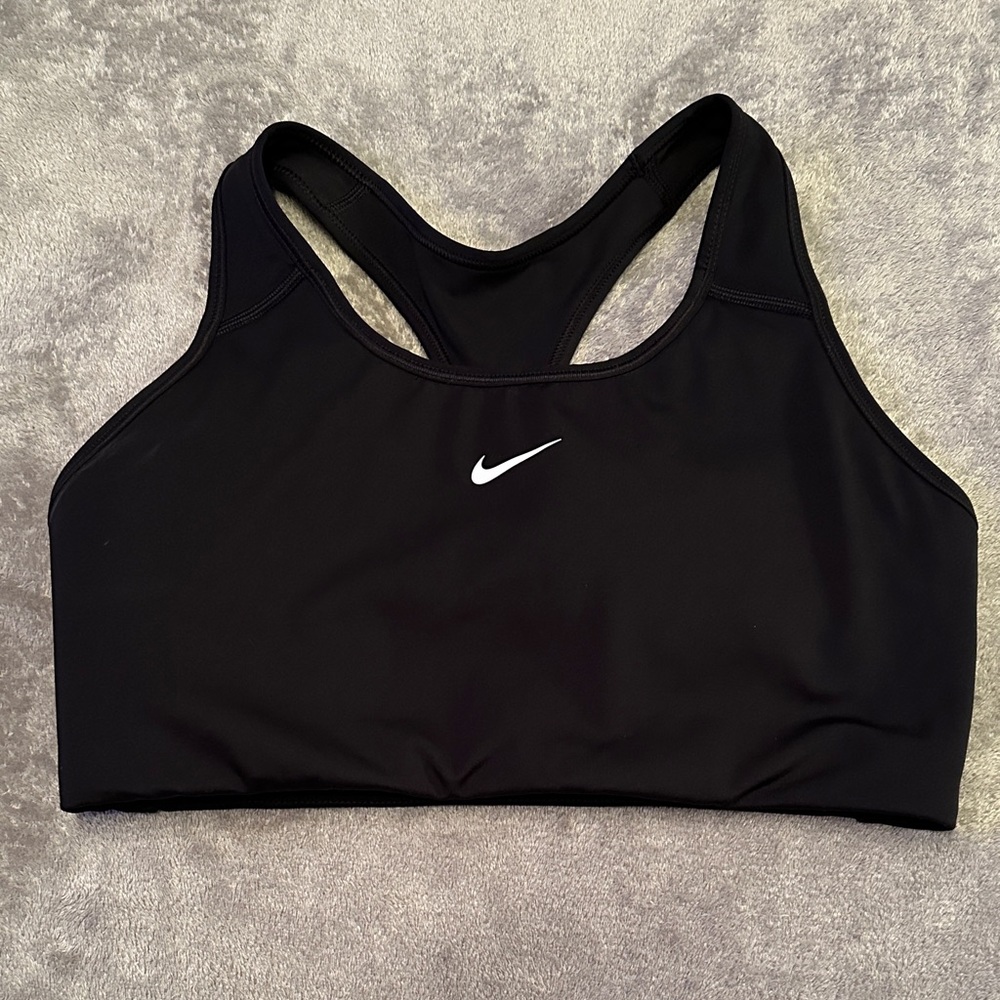 Nike Women's Black Sports Bra with White Logo